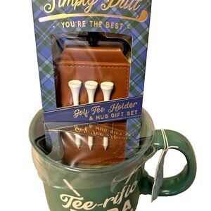 NEW TEE-RIFIC PAPA Golf Tee Holder & Green Mug Set by Eccolo